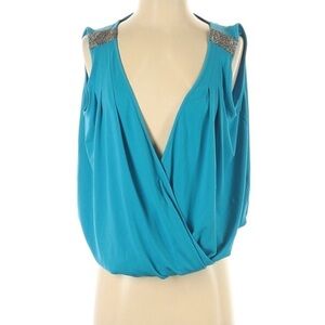 Guess Marciano Beaded V neck front & rear tank top blue